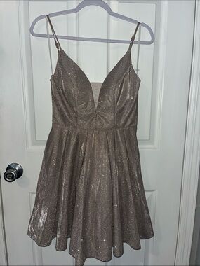 B Darlin Sparkling lavender Metallic Mini Dress